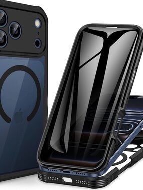 Apple Black and Blue MagSafe-Compatible iPhone 17 pro Case with Clear Back
